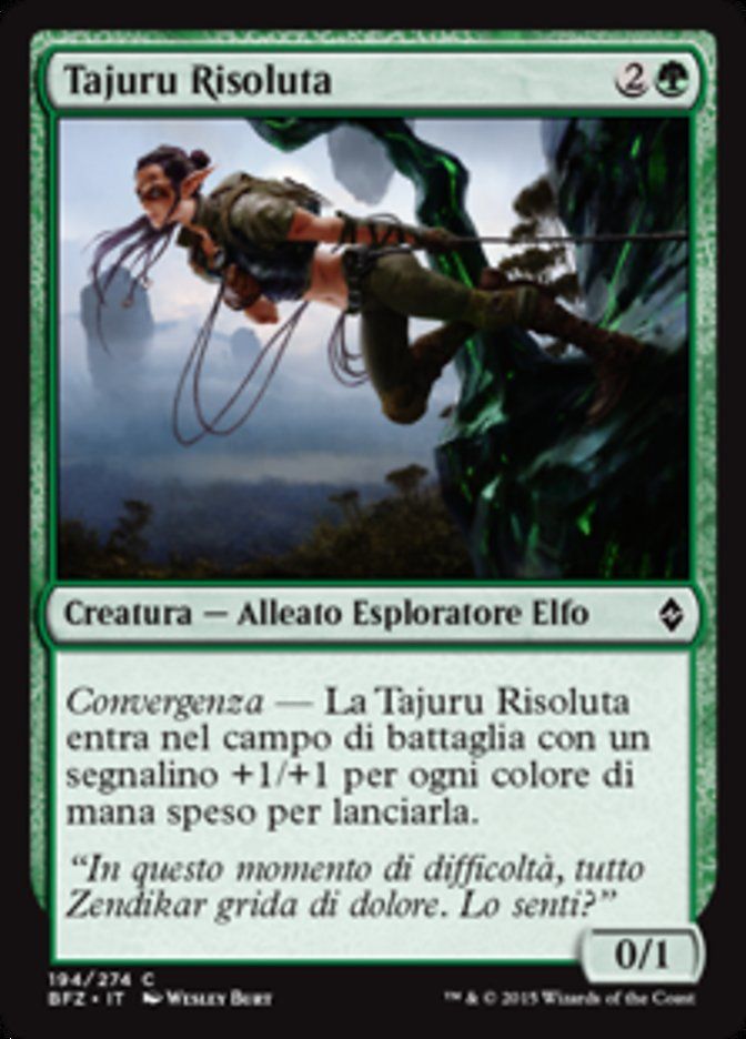 Carta MTG-Tajuru Risoluta-Battaglia per Zendikar-N.194-ITA-EX-Common