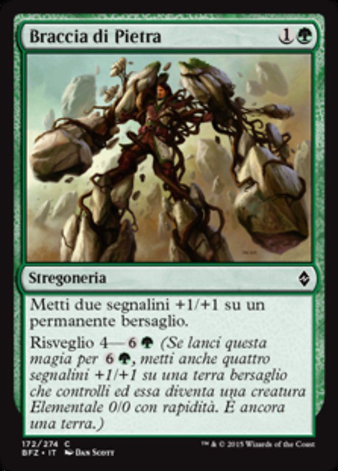 Carta MTG-Braccia di Pietra-Battaglia per Zendikar-N.172-ITA-EX-Common