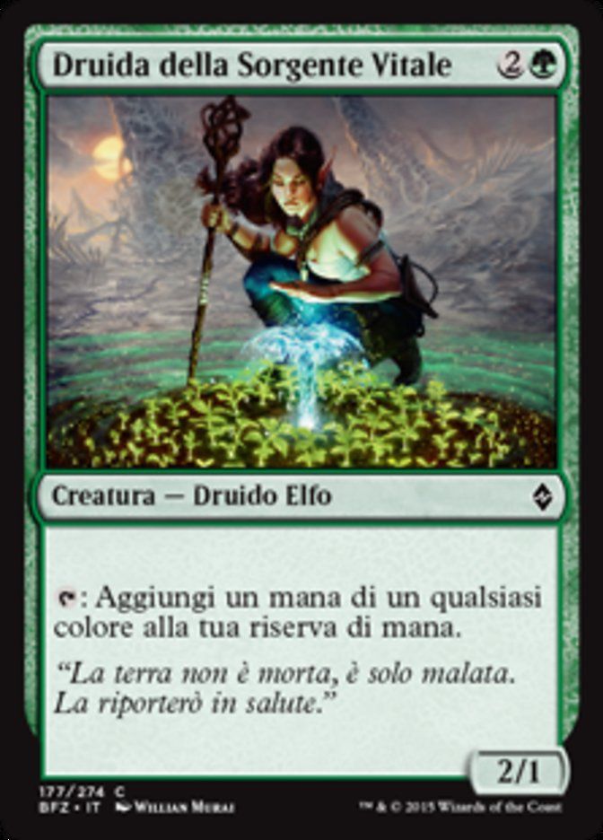 Carta MTG-Druida della Sorgente Vitale-Battaglia per Zendikar-N.177-ITA-EX-Com