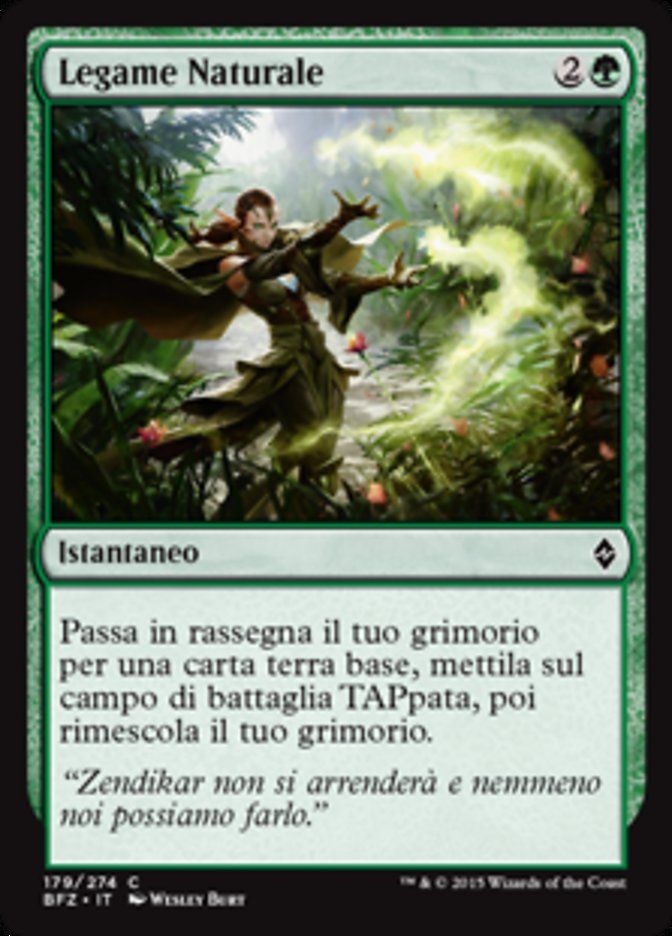 Carta MTG-Legame Naturale-Battaglia per Zendikar-N.179-ITA-EX-Common