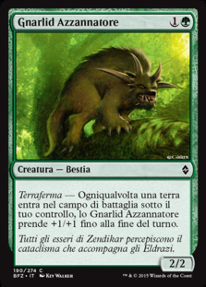 Carta MTG-Gnarlid Azzannatore-Battaglia per Zendikar-N.190-ITA-EX-Common