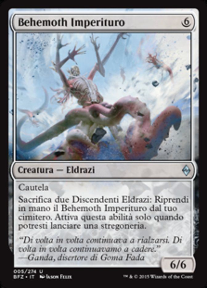 Carta MTG-Behemoth Imperituro-Battaglia per Zendikar-N.005-ITA-EX-Uncommon