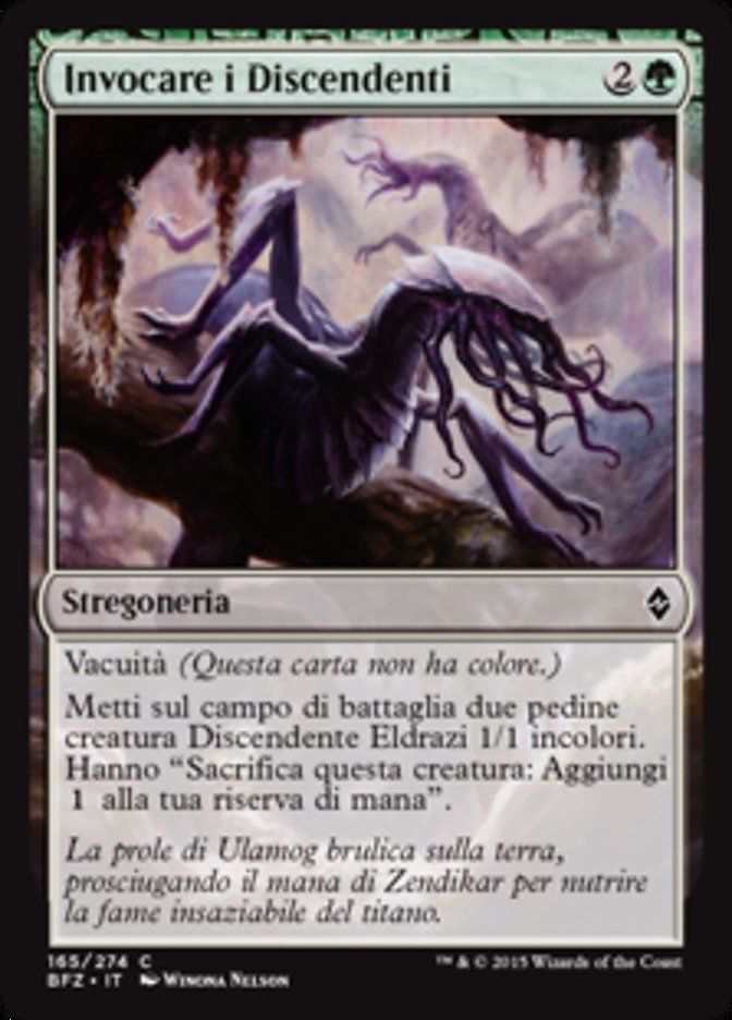 Carta MTG-Invocare i Discendenti-Battaglia per Zendikar-N.165-ITA-EX-Common