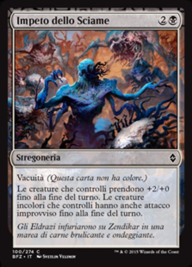 Carta MTG-Impeto dello Sciame-Battaglia per Zendikar-N.100-ITA-EX-Common