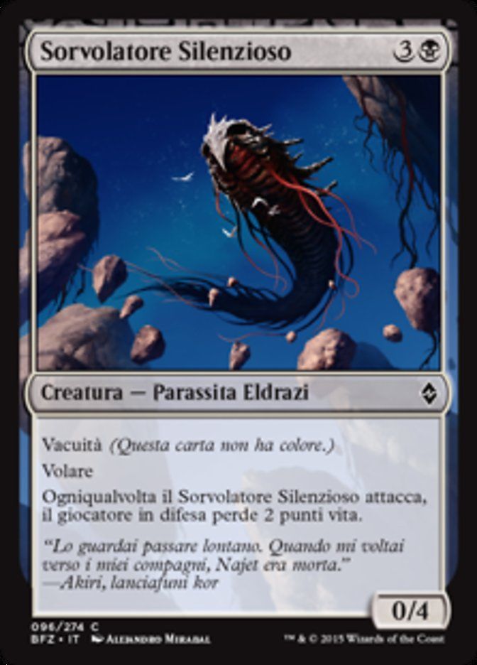 Carta MTG-Sorvolatore Silenzioso-Battaglia per Zendikar-N.096-ITA-EX-Common Foil