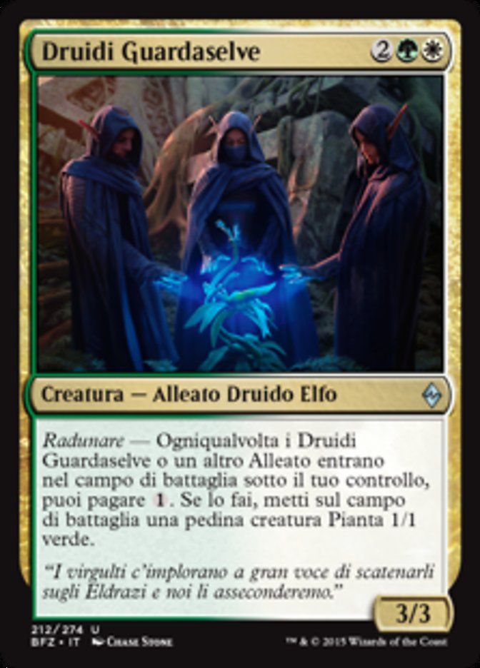 Carta MTG-Druidi Guardaselve-Battaglia per Zendikar-N.212-ITA-EX-Uncommon