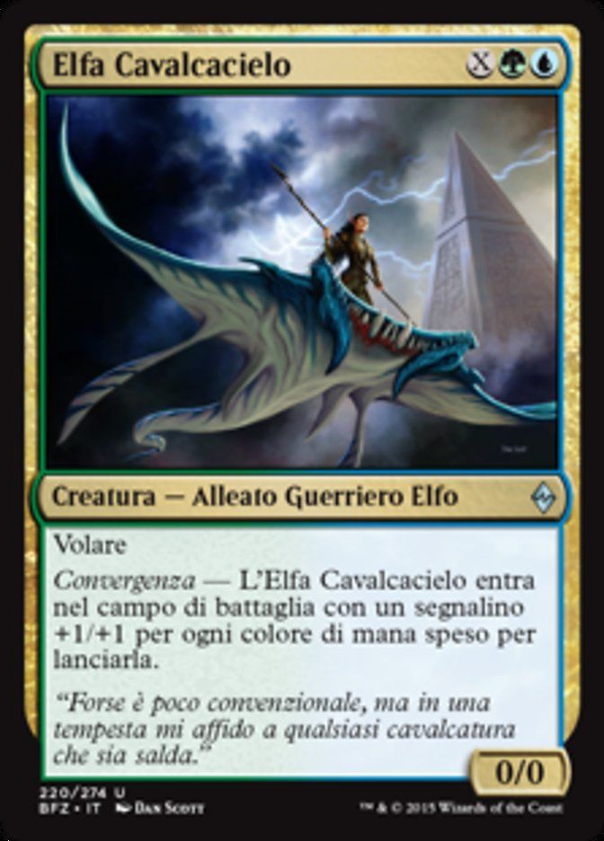 Carta MTG-Elfa Cavalcacielo-Battaglia per Zendikar-N.220-ITA-EX-Uncommon
