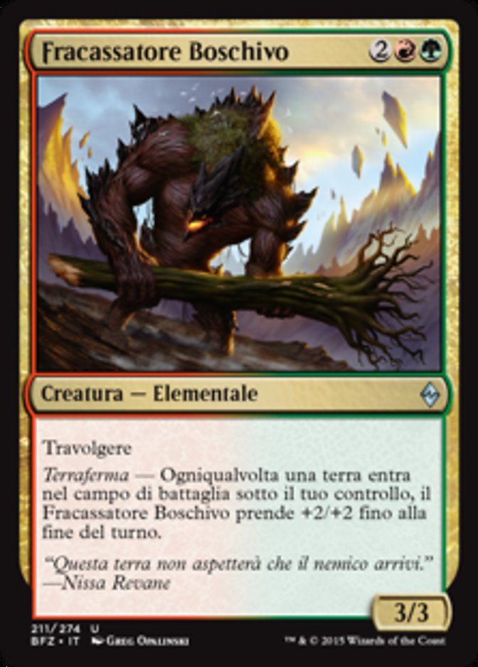 Carta MTG-Fracassatore Boschivo-Battaglia per Zendikar-N.211-ITA-EX-Uncommon