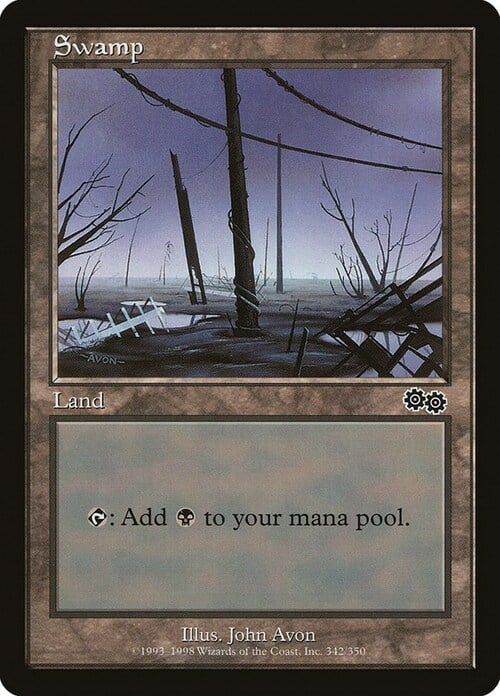 Carta MTG-Swamp (V.4)-Saga di Urza-N.342-EN-LP-Common