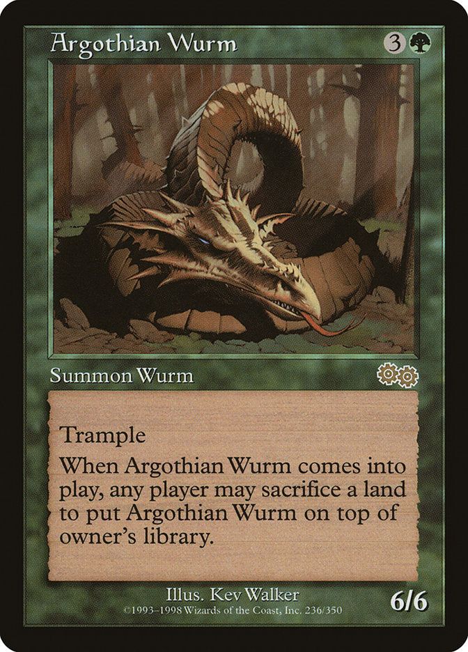 Carta MTG-Argothian Wurm-Saga di Urza-N.236-EN-EX-Rare