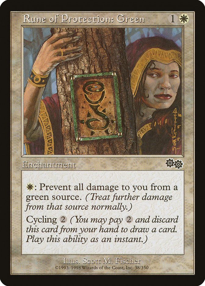 Carta MTG-Runa di Protezione: Verde-Saga di Urza-N.038-ITA-EX-Common