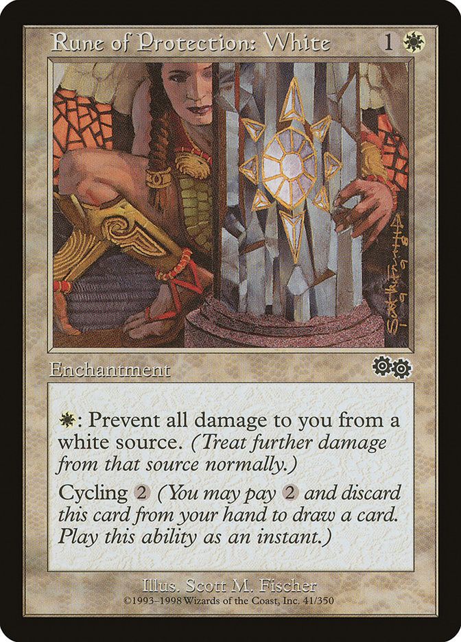 Carta MTG-Runa di Protezione: Bianco-Saga di Urza-N.041-ITA-EX-Common