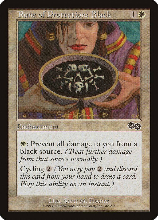 Carta MTG-Rune of Protection: Black-Saga di Urza-N.036-EN-Poor-Common
