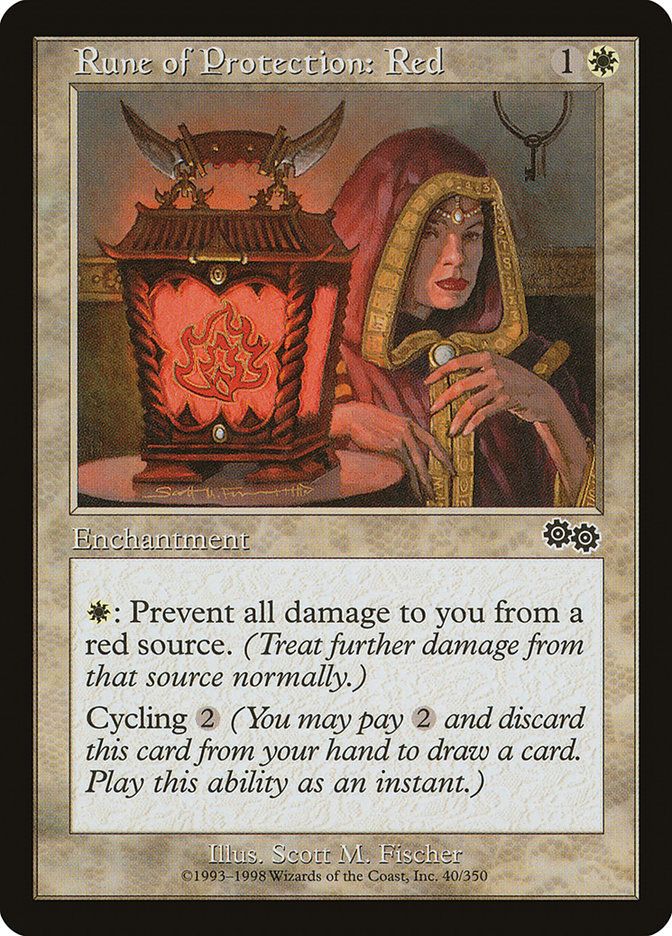 Carta MTG-Runa di Protezione: Rosso-Saga di Urza-N.040-ITA-EX-Common