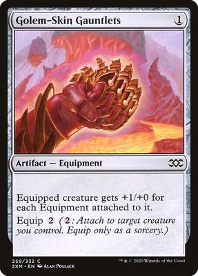 Carta MTG-Golem-Skin Gauntlets-Double Masters-259-EN-EX- C  Foil