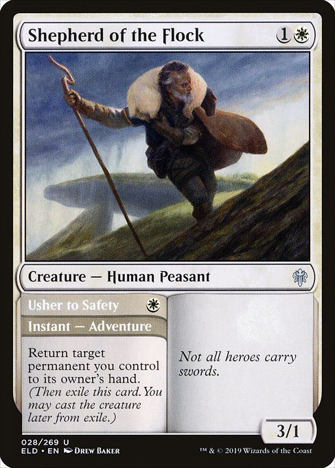 Carta MTG-Shepherd of the Flock/Usher to Safety-Throne of Eldraine-28-EN-EX- U