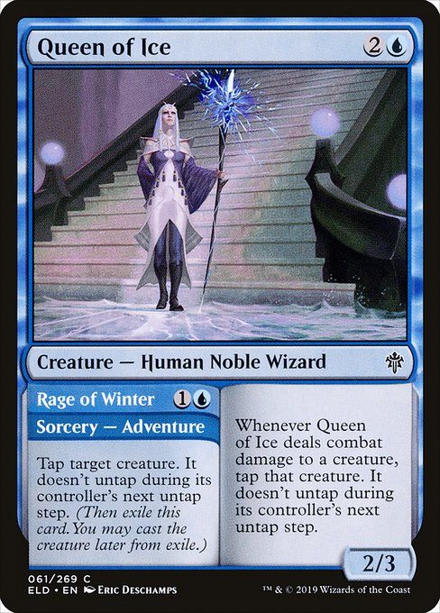 Carta MTG-Queen of Ice // Rage of Winter-Throne of Eldraine-61-EN-EX- C