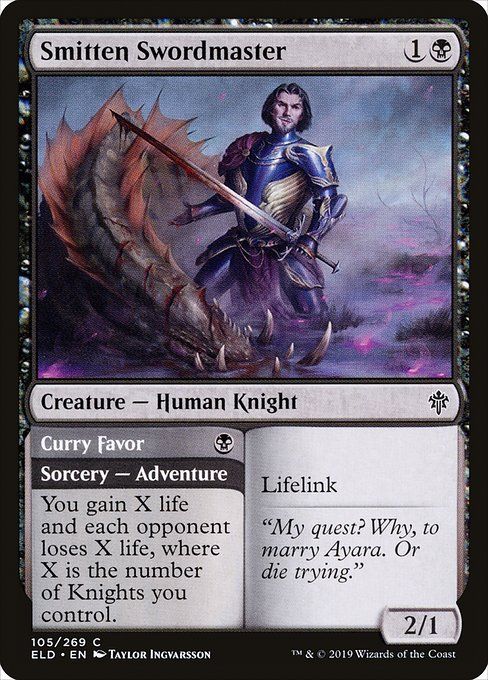 Carta MTG-Smitten Swordmaster // Curry Favor-Throne of Eldraine-105-EN-EX- C