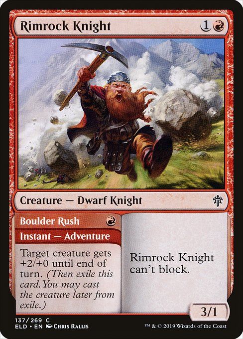 Carta MTG-Rimrock Knight // Boulder Rush-Throne of Eldraine-137-RUSSO-EX- C