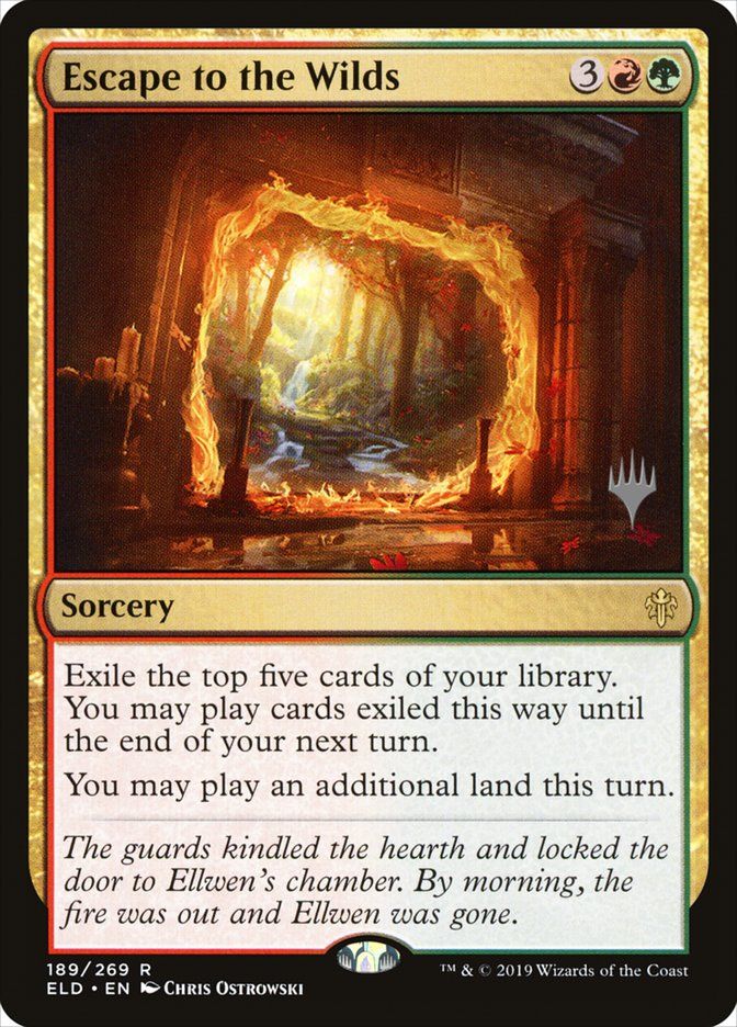 Carta MTG-Fuga nelle Terre Selvagge (V.2)-Throne of Eldraine-189-ITA-EX- R  Foil