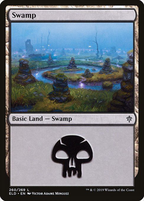 Carta MTG-Swamp Ver.3-Throne of Eldraine-260-EN-EX- C  Foil