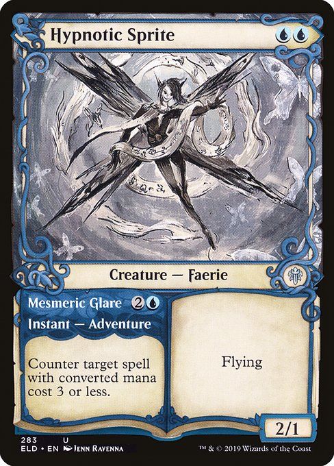 Carta MTG-Hypnotic Sprite /Mesmeric Glare-Throne of Eldraine-283-EN-EX- U  Foil