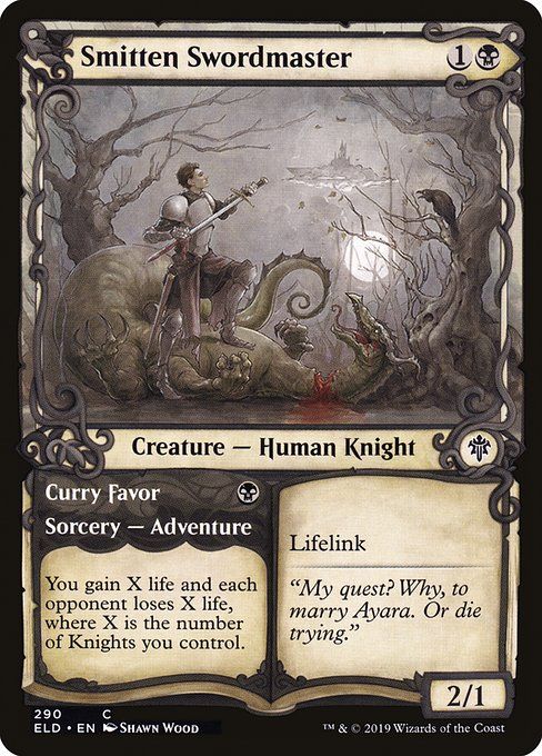 Carta MTG-Smitten Swordmaster/Curry Favor-Throne of Eldraine-290-EN-EX- C  Foil