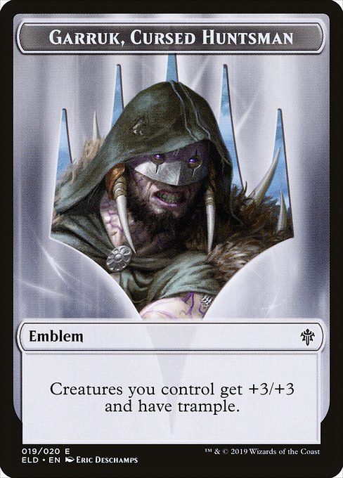 Carta MTG-Garruk, Cursed Huntsman Emblem-Throne of Eldraine-19-RUSSO-EX-Common