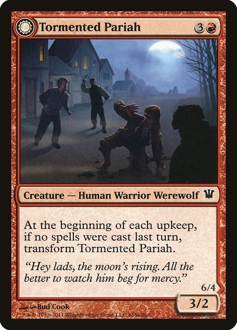 Carta MTG-Pariah Tormentato / Lupo Mannaro Scatenato-Innistrad-165-ITA-EX- C