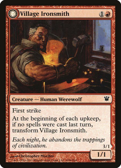 Carta MTG-Fabbro del Villaggio / Zanna di Ferro-Innistrad-168-ITA-EX- C