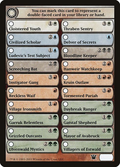 Carta MTG-Double-Faced Card Proxy Checklist-Innistrad-T13-ITA-EX-C