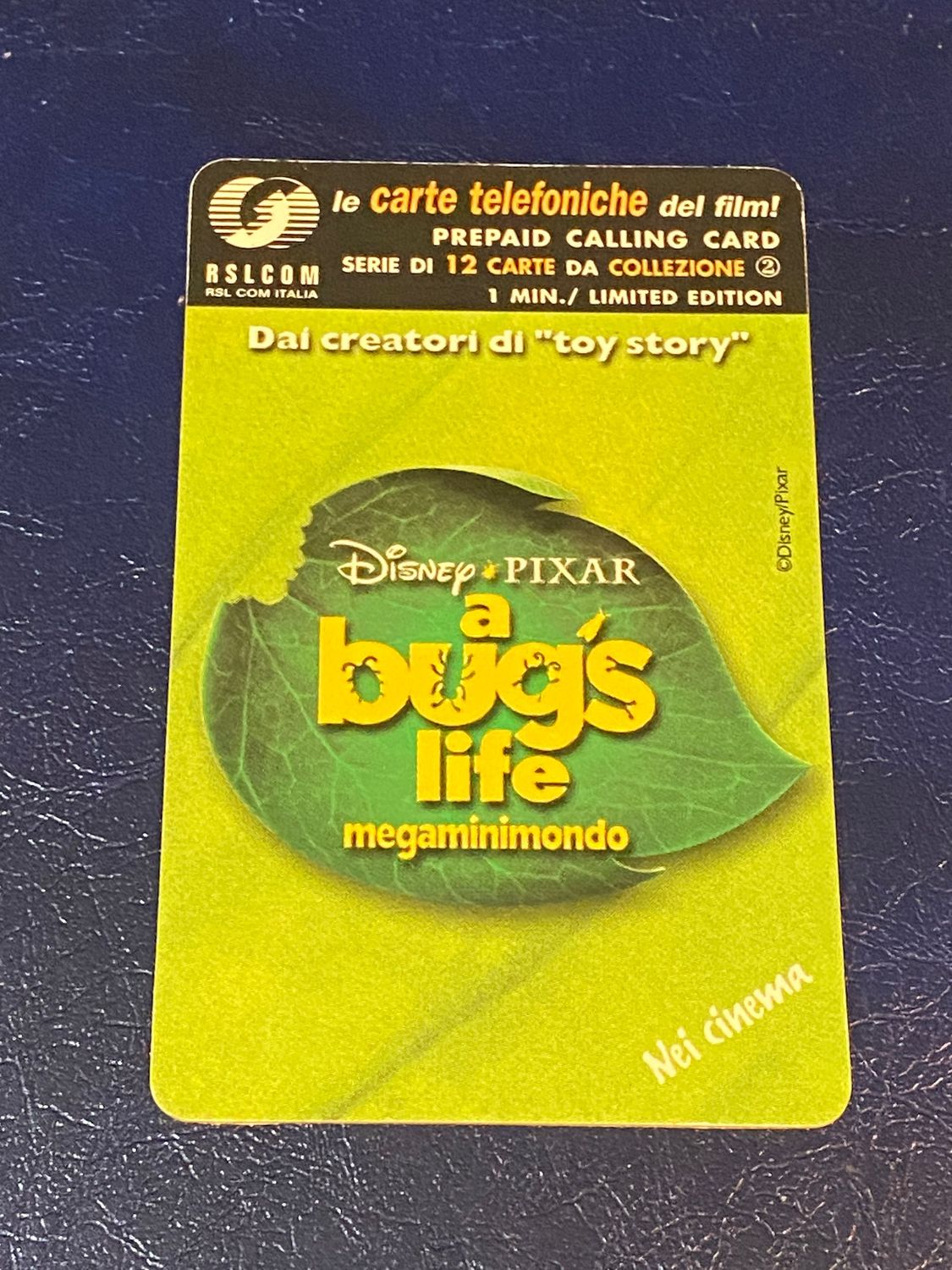 Carta telefonica prepagata - RSLCOM Disney Pixar a Bugs life 1 minuto Nuova