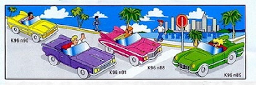 kinder Cartina K96 N.90  - Auto decappottabile gialla