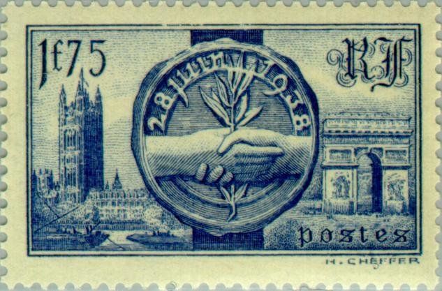 Francobolli-Visita dei monarchi britannici-1938-Francia-1,75 F