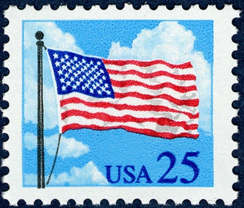 Francobolli-Bandiera e nuvole-1988-Stati Uniti d'America-25 ¢ Francobolli-Bandiera e nuvole-1988-Stati Uniti d'America-25 ¢