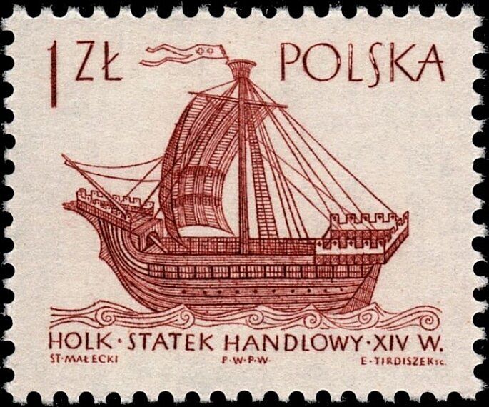 Francobolli- Francobolli-"Holk" del XIV secolo-1965-Polonia-1 zł