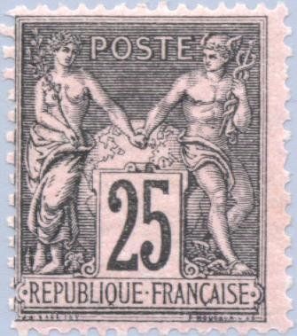 Francobolli-Pace e Commercio (Tipo Saggio)-1886-Francia-25 c Francobolli-Pace e Commercio (Tipo Saggio)-1886-Francia-25 c