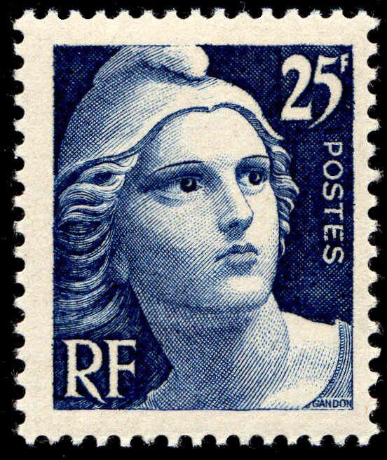 Francobolli-Marianne de Gandon 25F blu-1949-Francia-25 F Francobolli-Marianne de Gandon 25F blu-1949-Francia-25 F