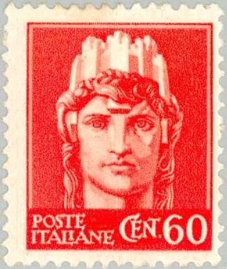 Francobolli-"Italia Turrita" - Senza fascio, senza filigrana-1945-Italia-60 c