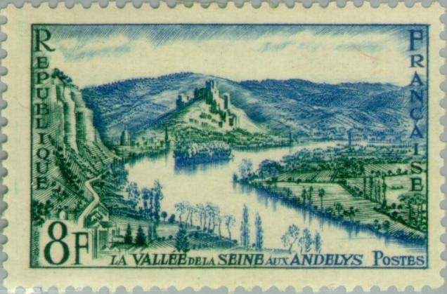 Francobolli-Valle della Senna ad Andelys-1954-Francia-8 F Francobolli-Valle della Senna ad Andelys-1954-Francia-8 F