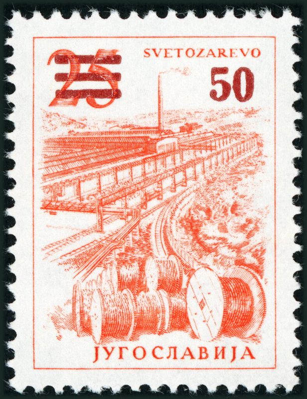 Francobolli-Fabbrica di cavi a Svetozarevo-1965-Jugoslavia-50 din. Francobolli-Fabbrica di cavi a Svetozarevo-1965-Jugoslavia-50 din.