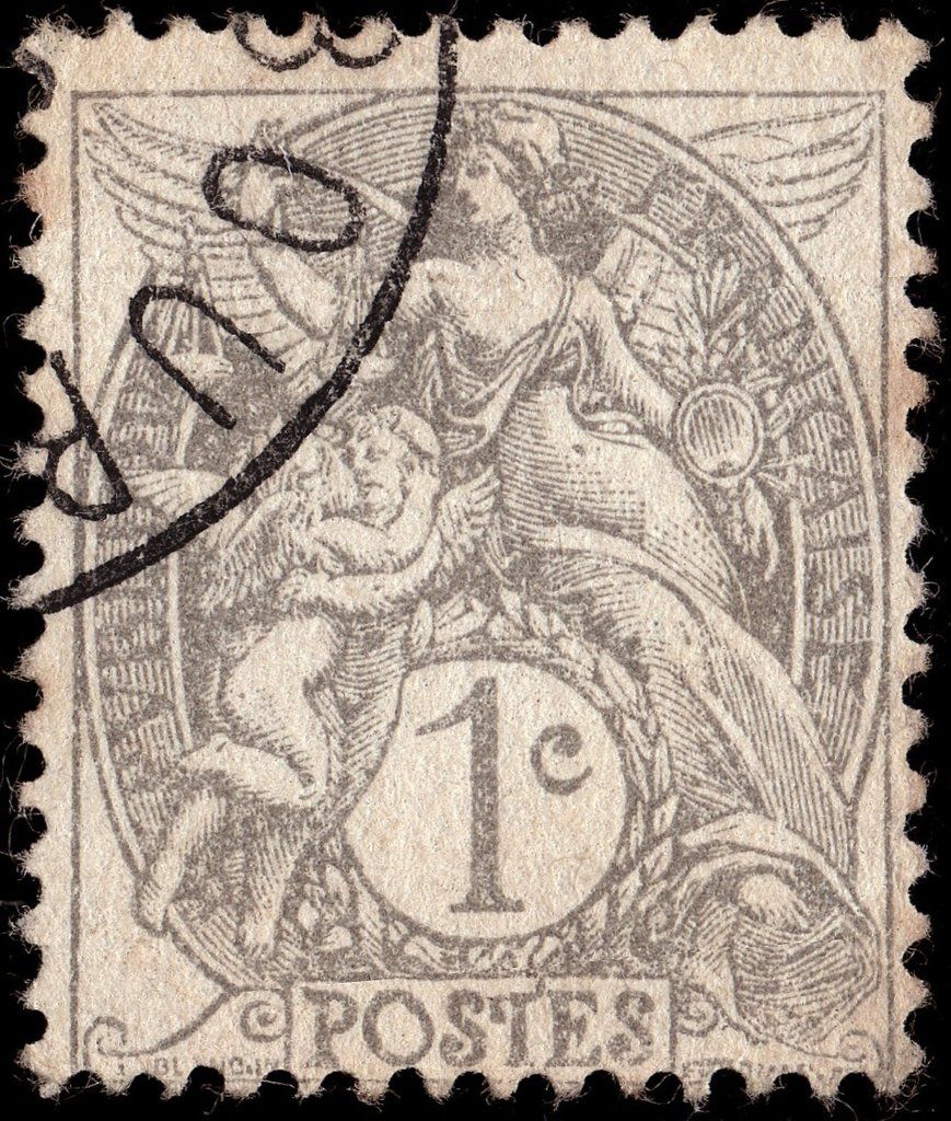 Francobolli-Soggetti allegorici (tipo Blanc)-1900-Francia-1 c Francobolli-Soggetti allegorici (tipo Blanc)-1900-Francia-1 c