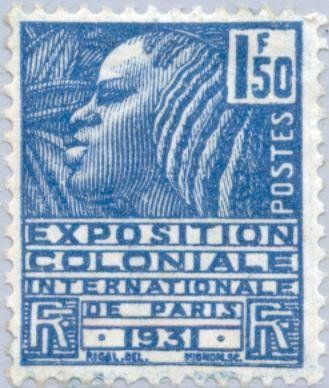 Francobolli-Donna della tribù Fachi-1930-Francia-1,50 F Francobolli-Donna della tribù Fachi-1930-Francia-1,50 F