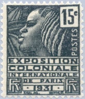 Francobolli-Donna della tribù Fachi-1930-Francia-15 c Francobolli-Donna della tribù Fachi-1930-Francia-15 c