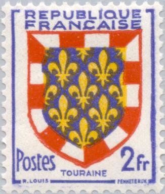 Francobolli-Armi provinciali - Touraine-1951-Francia-2 F Francobolli-Armi provinciali - Touraine-1951-Francia-2 F