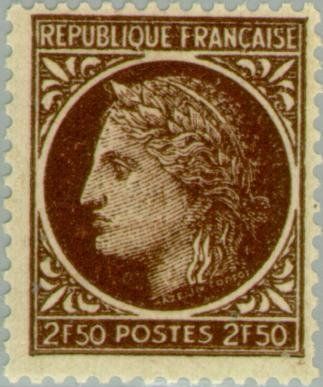 Francobolli-Cerere Mazelin-1946-Francia-2,50 F Francobolli-Cerere Mazelin-1946-Francia-2,50 F