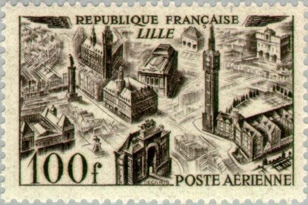 Francobolli-Vedute della città - Lille-1949-Francia-100 F Francobolli-Vedute della città - Lille-1949-Francia-100 F