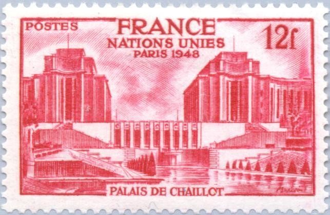 Francobolli-Palazzo di Chaillot. Assemblea Generale delle Nazioni Unite - Parigi-1948-Francia-12 F Francobolli-Palazzo di Chaillot. Assemblea Generale delle Nazioni Unite - Parigi-1948-Francia-12 F