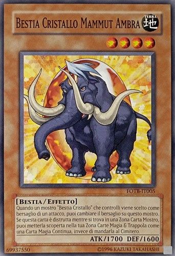 Carta YUGIOH-Bestia Cristallo Mammut Ambra-FOTB-IT005-ITA-Good-Common 1.Ed Carta YUGIOH-Bestia Cristallo Mammut Ambra-FOTB-IT005-ITA-Good-Common 1.Ed