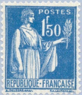 Francobolli-Tipo Pace-1932-Francia-1,50 F Francobolli-Tipo Pace-1932-Francia-1,50 F